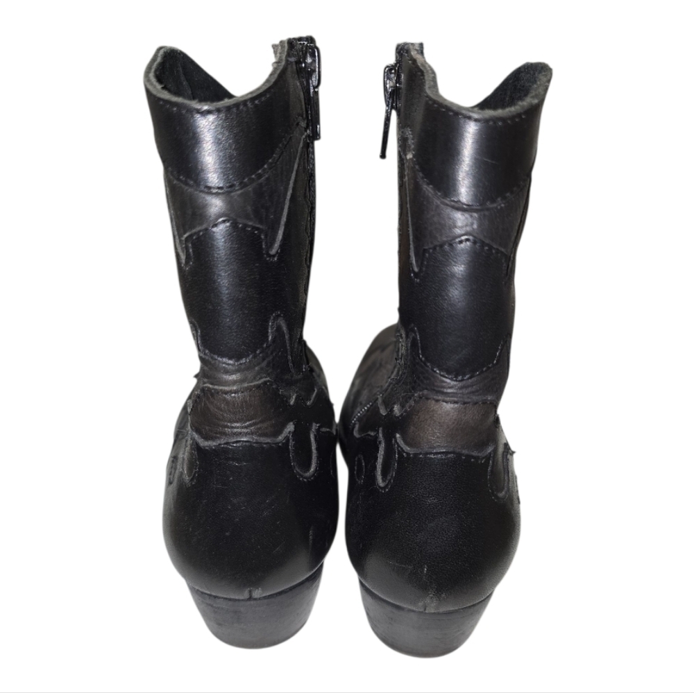 Sketchers Small Town Leather Western Ankle Boots 8 Burnish Toe Black Comfort - Picture 5 of 8